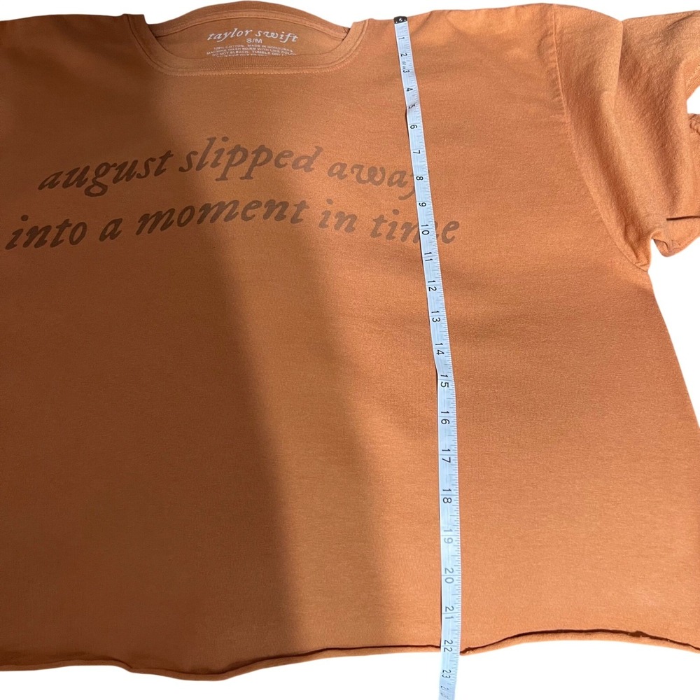Taylor Swift Folklore August Slipped Away Cropped T-Shirt Orange Womens S/M - Picture 6 of 7